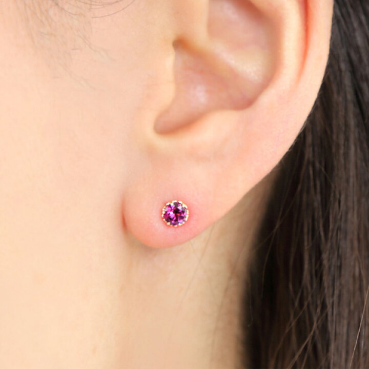 楽天市場】ロードライトガーネット ピアス K18PG 18k 18金 4mm ピンク 