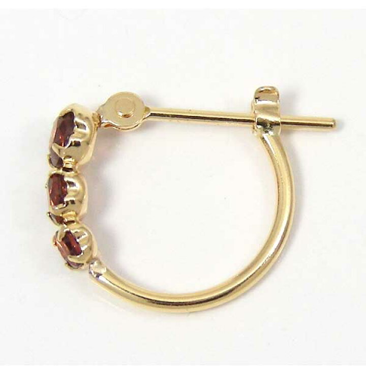 楽天市場】ガーネット フープ ピアス スナップ ピアス 18K K18YG 