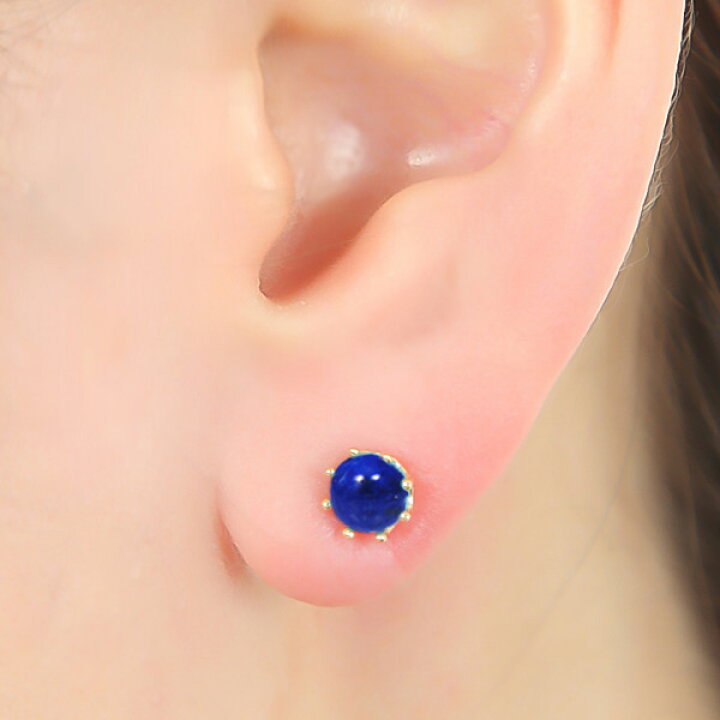 楽天市場】ラピスラズリ ピアス K18YG 18k 18金 イエロー ゴールド 