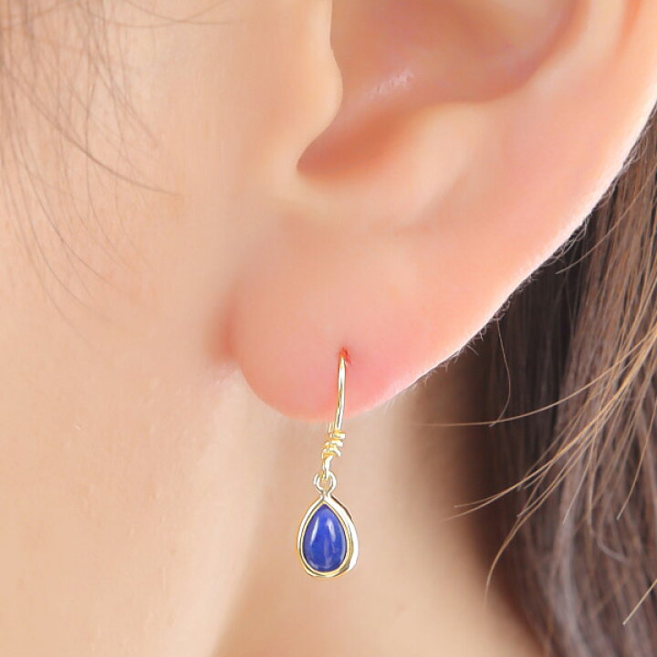 楽天市場】ラピスラズリ フック ピアス K18YG 18k 18金 イエロー 