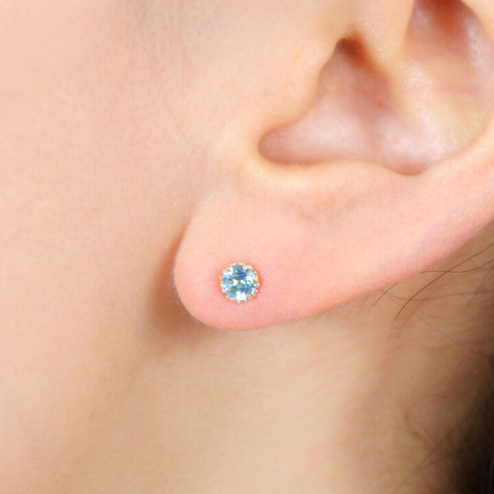 楽天市場】ブルートパーズ ピアス K18YG 18金 18k 4mm イエロー 