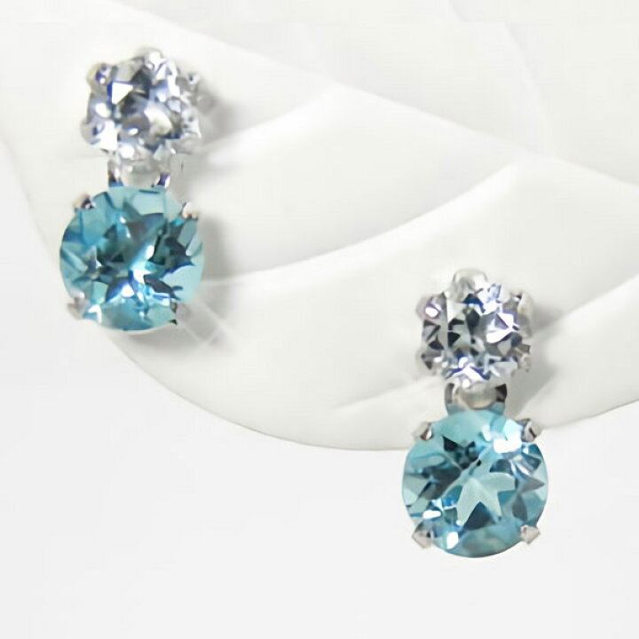 楽天市場】ブルートパーズ アクアマリン ピアス K14WG ホワイト 