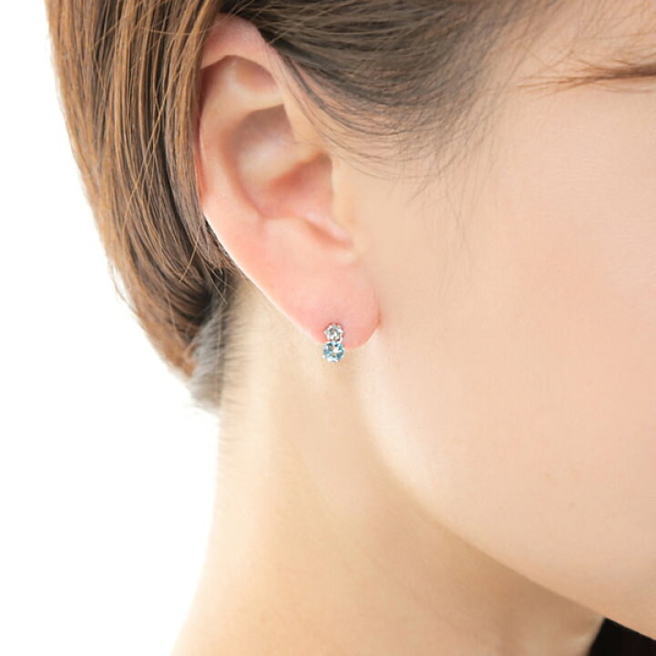 楽天市場】ブルートパーズ アクアマリン ピアス K14WG ホワイト 