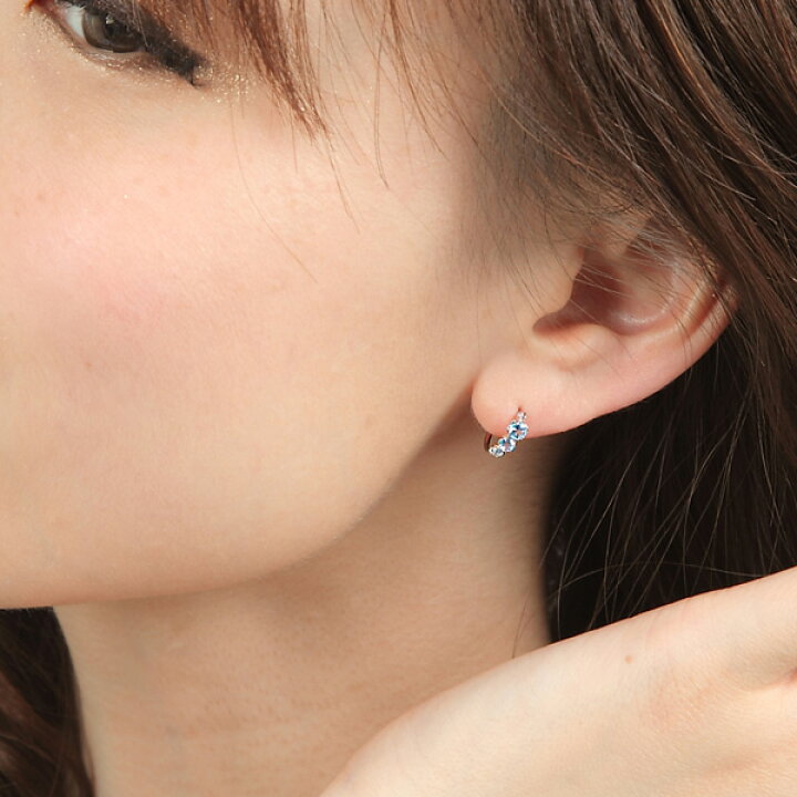 楽天市場】ブルートパーズ フープ ピアス スナップ ピアス 14K K14WG 