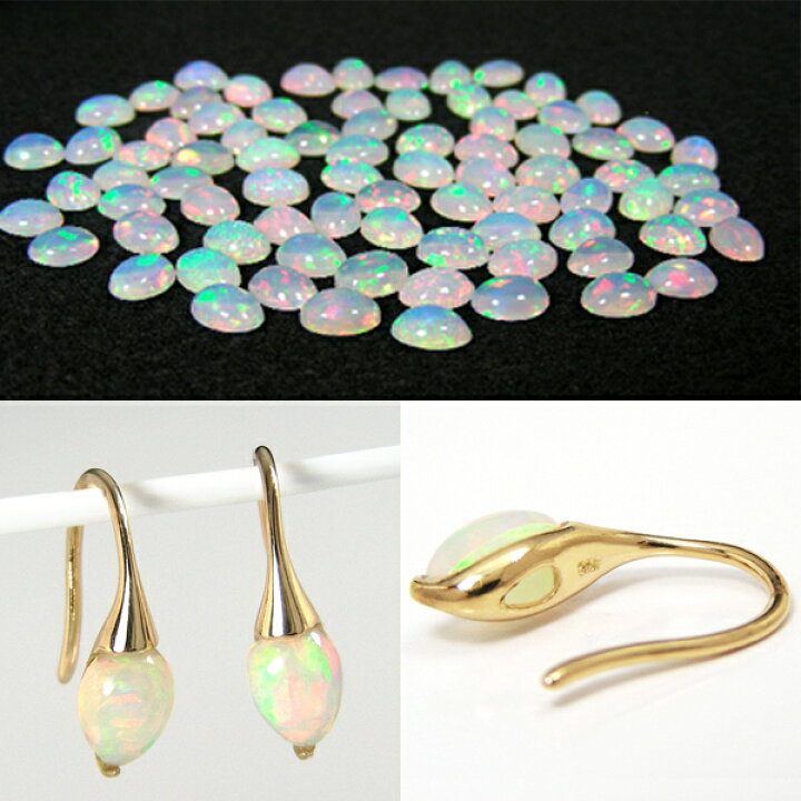楽天市場】エチオピア産 オパール フック ピアス 18k K18YG 18金 