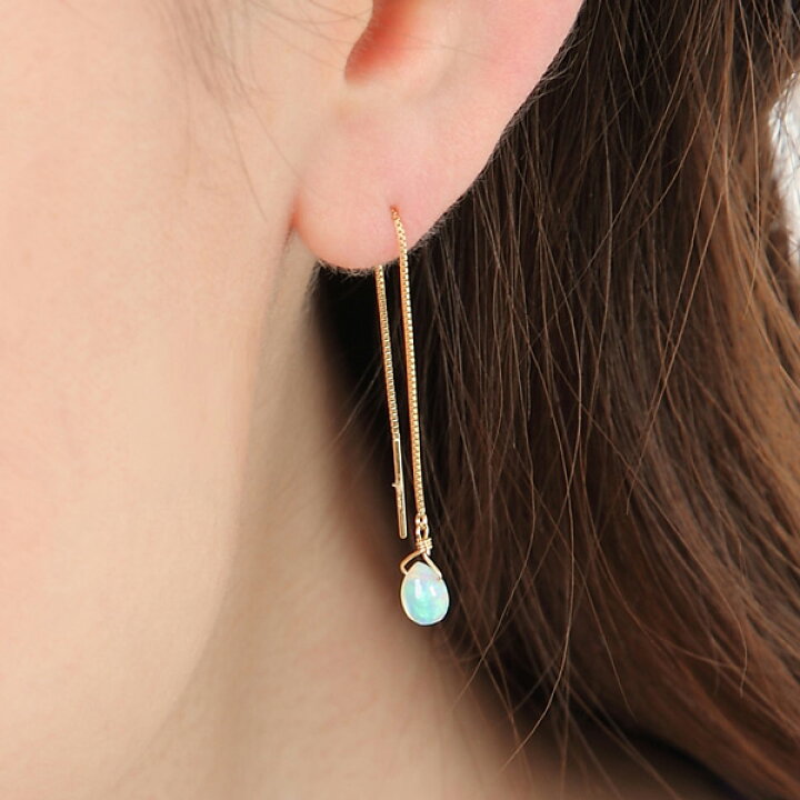 楽天市場】エチオピア産 オパール アメリカン ピアス 18k K18YG 18金 