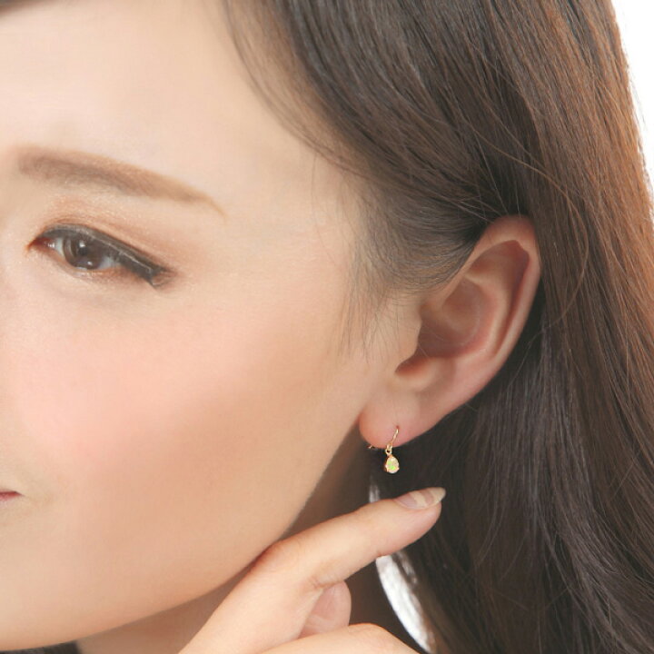 楽天市場】エチオピア産 オパール フック ピアス 18k K18YG 18金 