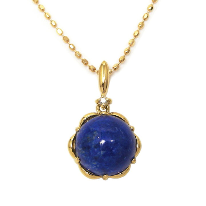 楽天市場】ラピスラズリ ネックレス 18k K18YG 18金 イエロー ゴールド  