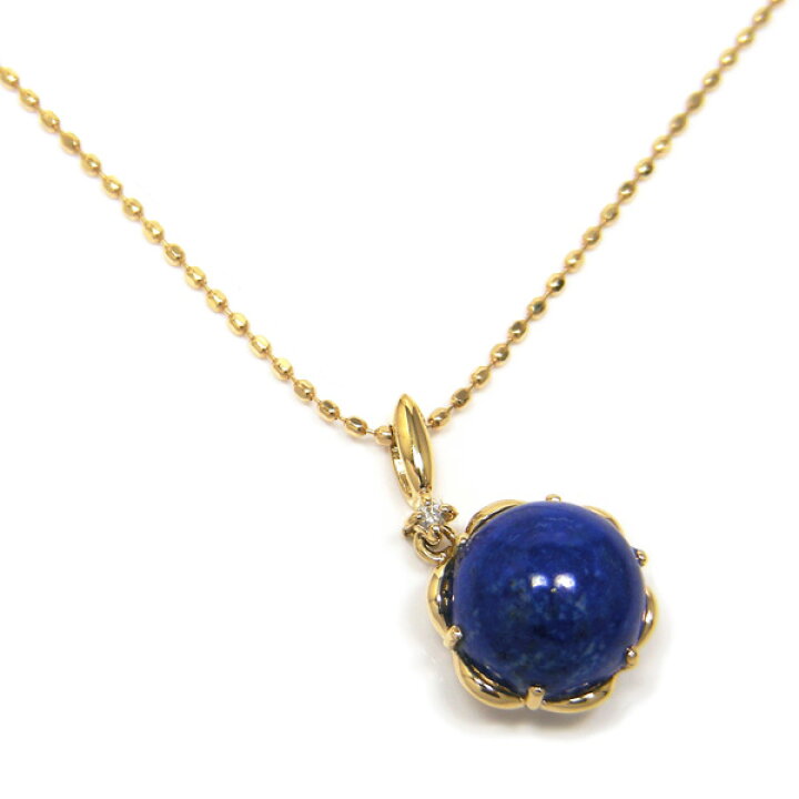 楽天市場】ラピスラズリ ネックレス ダイヤモンド 18k K18YG 18金 
