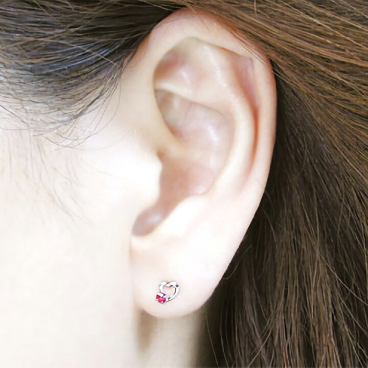 楽天市場】ルビー ハート ピアス K10WG 10k 10金 ホワイト ゴールド  