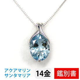 サンタマリア アクアマリン ネックレス K14WG 14k 14金 ホワイトゴールド 8x6mm 【プレゼント ギフト】 あす楽 ▼