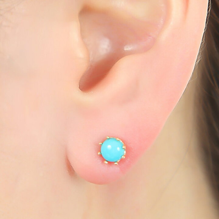 楽天市場】ターコイズ ピアス K18YG 18k 18金 イエロー ゴールド 5mm 