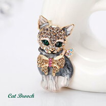 楽天市場】キラキラ ブローチ 猫の通販