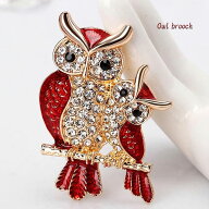 ブローチ ストールピン/キラキラレッドふくろうブローチ レディース 春 夏 秋 冬 ふくろう owl ストーン …