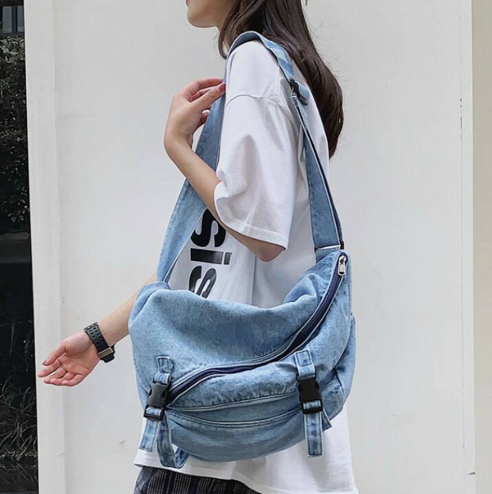 楽天市場】2色 バッグ レディース メンズ デニム ショルダーバッグ 