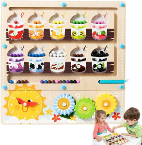 磁気カラー迷路 磁気 カラー と 数字 迷路 おもちゃ 【2024新品登場】モンテッソーリ 玩具【知育のプロ推薦】おもちゃ 男の子 女の子 1 2 3 4 5 6歳 木製 マグネット パズル ゲーム ボード モン