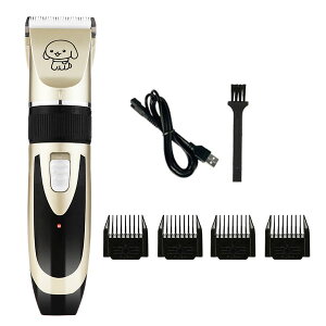 ペット バリカン 充電 静音設計 ペット用 バリカンセット コードレス トリミング トリマー プロ用 仕様 犬用 猫 静音 水洗い可能 軽量 刈り高さ調節可能 4種類アタッチメント 初心者対応