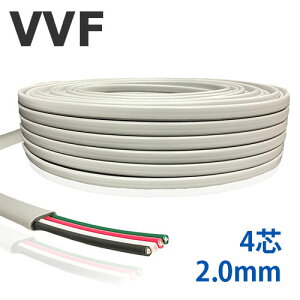 �y��ځz VVF�P�[�u�� 2.0mm×4�c 100m �r�j���≏�r�j���V�[�X���`�P�[�u�� �D�F 600V �������[�J�[�i PSE�}�[�N�t �d��