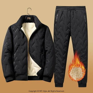 ゴルフウェア セットアップ メンズ 上下セット 2点 ゴルフウェア メンズ 冬 パンツ 中綿ジャケット ゴルフパンツメンズ 裏起毛 裏ボア 大きいサイズ 防寒 厚手 ジップアップ トレーナー ジッ