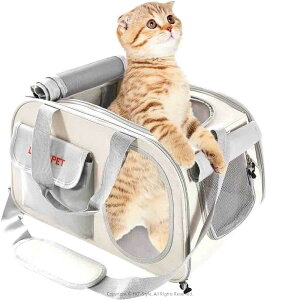 ペットチャリーバッグ 猫キャリーバッグ 中大型猫用 小型犬用 兎用 折りたたみ コンパクト収納 マットつき メッシュ窓 カーテン付き 変形しない 臭気がない 引っ掻き傷に強い 軽量 ペット