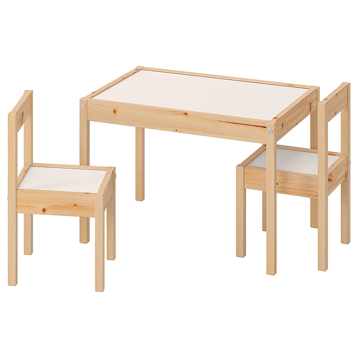 IKEA イケア LATT レット 子供用 【SALE／80%OFF】 机 椅子 セット おしゃれ 北欧 かわいい パイン 白 ホワイト チェア2脚付 勉強机 おすすめ 買物 キッズ 子ども用テーブル パイン材 シンプル 木製 学習机