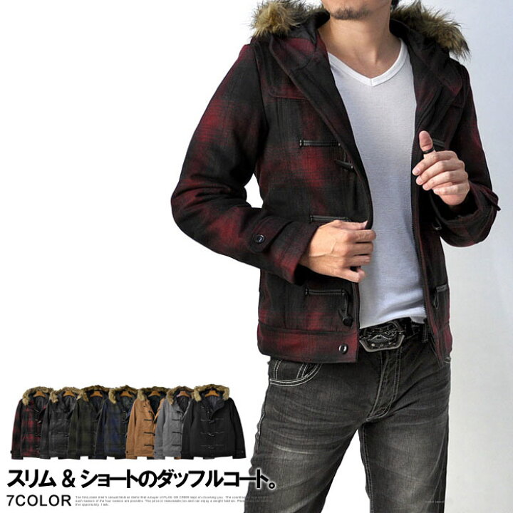 楽天市場 New 中綿入りウールメルトンショートダッフルコート A6f メンズ Flag On Crew