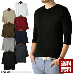 Tシャツメンズ7分袖クルーネックT/Cフライス丸首Tシャツ