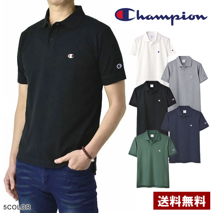 Champion チャンピオン ポロシャツ メンズ 半袖ポロ ワンポイント ベーシック 綿 トップス 正規品 C3-X355