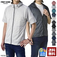FIRSTDOWN ファーストダウン 秒速吸水パーカー メンズ 半袖 パーカー フード フーディ 吸汗速乾 DRY 抗菌…