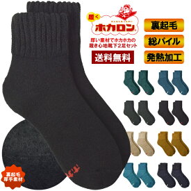 履くホカロン 靴下 分厚くしっかり暖かい 発熱加工ソックス 2足組 メンズ 紳士 裏起毛 総パイル 秋冬 2P【Z2Z】【パケ2】