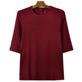 Tシャツ メンズ 5分袖 クルーネック T/C フライス 5分袖丸首Tシャツ【E1D】【パケ2】