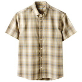 シャツ メンズ 半袖 カジュアル ボタンダウンシャツ コットン 綿混 イージーケア チェック ストライプ【A6H】【パケ2】