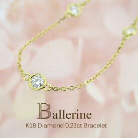 K18　ダイヤモンド　0.23ct/5p　ブレスレット［Ballerine023］ベゼルセッティング　ブレスレット　FLAGS　フラッグス　ダイヤモンド　フクリン【只今の納期は5月下旬頃です】