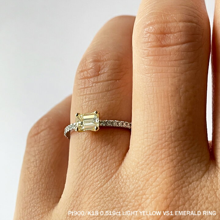 楽天市場】エメラルドカットダイヤモンド Pt900/K18 ダイヤリング  