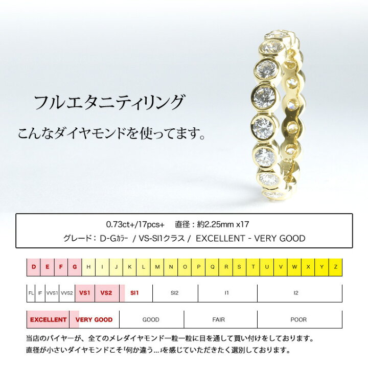 楽天市場】フルエタニティリング K18 ダイヤリング ［Bague 073f 