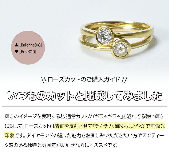 楽天市場】一粒ダイヤ リング K18 ローズカット ダイヤモンド 0.10ct  