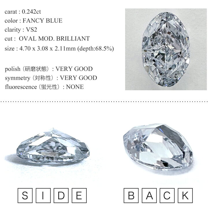 楽天市場】ファンシーブルーダイヤモンド0.242ct VS2 オーバル（タイプ 
