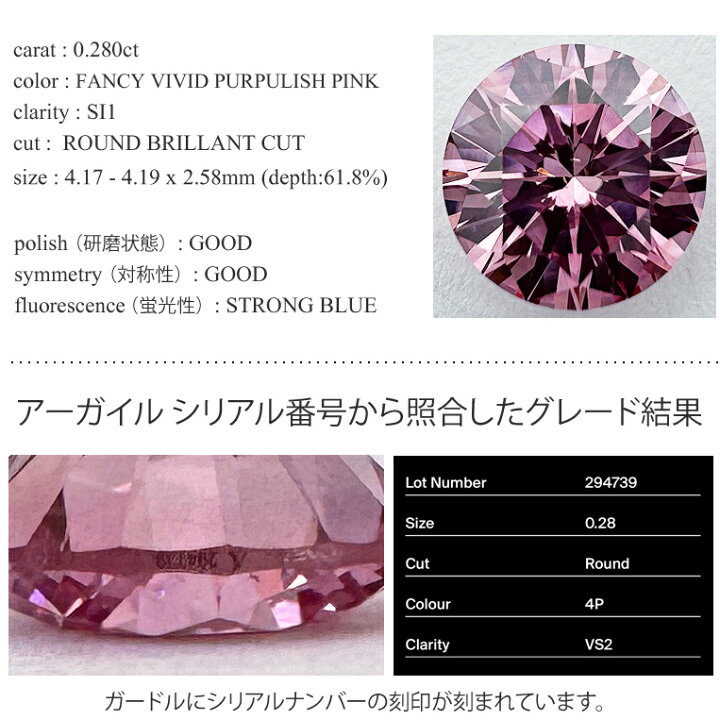 楽天市場】ファンシー ビビット パープリッシュ ピンクダイヤモンド 