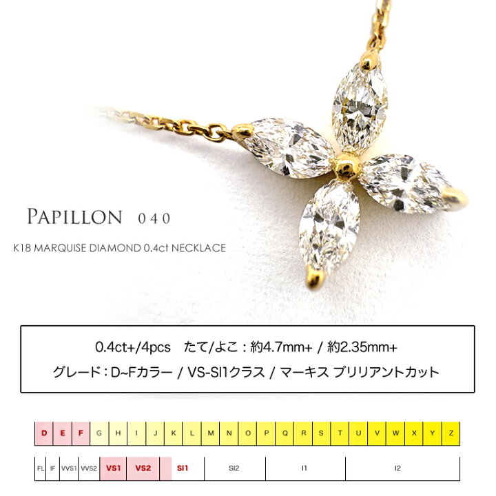 楽天市場】マーキスカット ダイヤモンド 0.4ct K18 ネックレス 