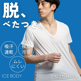 【最大20%OFFクーポン】インナーシャツ メンズ 接触冷感 吸汗速乾 インナー Vネック Q-MAX0.4ムレにくい 半袖 Tシャツ メッシュ ストレッチ 抗菌防臭 肌着 夏 M L LL 3L 父の日 ギフト【脱、ベタつき。】