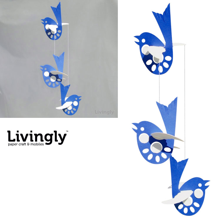 幸せ運ぶ青い鳥 アンニとベント夫妻による デザイン性豊かな北欧デンマークモビールたち 営業 イメージを叶えるお部屋の装飾品 メール便送料無料 Livingly リビングリー BIRD mobiles ギフト プレゼント ご褒美 LIV－13－071 デンマークモビール BLUE