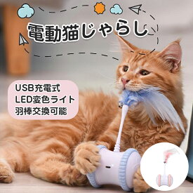 【SS限定50%OFF】猫 おもちゃ 一人遊び 電動 自動 ネコ おもちゃ ねこ 猫じゃらし キャットトイ キャットおもちゃ 自動回転 羽のおもちゃ 猫用品 猫 玩具 運動不足解消 ストレス解消 LEDライト付 取り外せる鈴付き羽棒 ねこ
