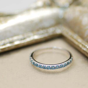 【20%OFFクーポン+エントリー&楽天カードでP4倍23:59まで】ハーフエタニティリング 天然石 ブルートパーズ ストレートリング 7号 9号 11号 13号 ハーフ エタニティ シンプル 貴石 ラウンドブリ