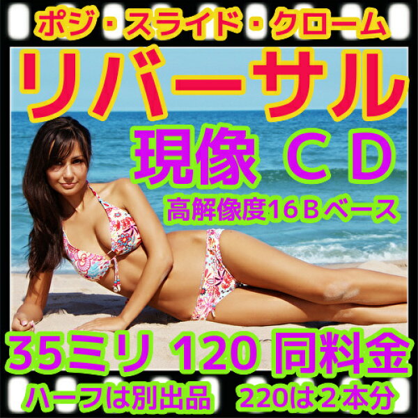 リバーサル　フィルム　ネガポジ　現像　ＣＤ書込　高解像度16Ｂでデータ保存　インデックス　35ミリ・120　共通料金