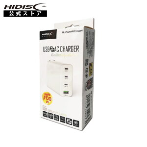 HIDISC GaN (KEj̗pPD3.0 Type-C+USB-A 100W AC[d ML-PDUS4PG100WH