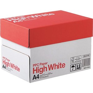 A4コピー用紙 受発注 PPC PAPER High 1箱 2500枚：500枚×5冊 A4 最適な価格 35％OFF White