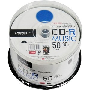 日本製同等品質 CD-R TY技術を引き継いだ国産同等品質 TYテクノロジーシリーズ HIDISC 音楽用 スピンドルケース ホワイトワイドプリンタブル TYCR80YMP50SP 40倍速 最大57％オフ！ 全てのアイテム 50枚 80分