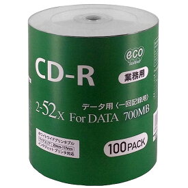 【業務用パック100枚セット】CD-R for DATA 700MB CR80GP100_BULK1回記録 データ用 100枚 シュリンクecoパック 2-52倍速対応 ホワイト インクジェットプリンタ対応 ワイド