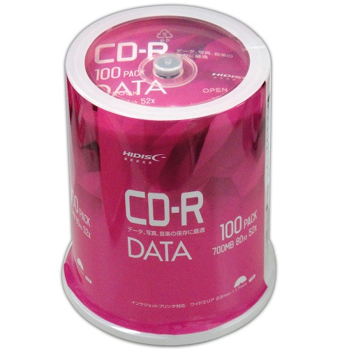 CD-R データ用 700MB 80分 52倍速 100枚 ホワイトワイドプリンタブル