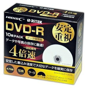 nCfBXN DVD-R fBA f[^p 4.7GB 4{Ή 5mmXP[X 10 HDDR47YNP10RSC